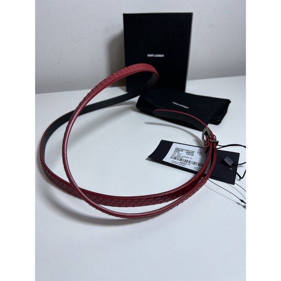 NWT! $445 YSL Saint Laurent Pitone Python Lacquer RED Cherry  display picture 1